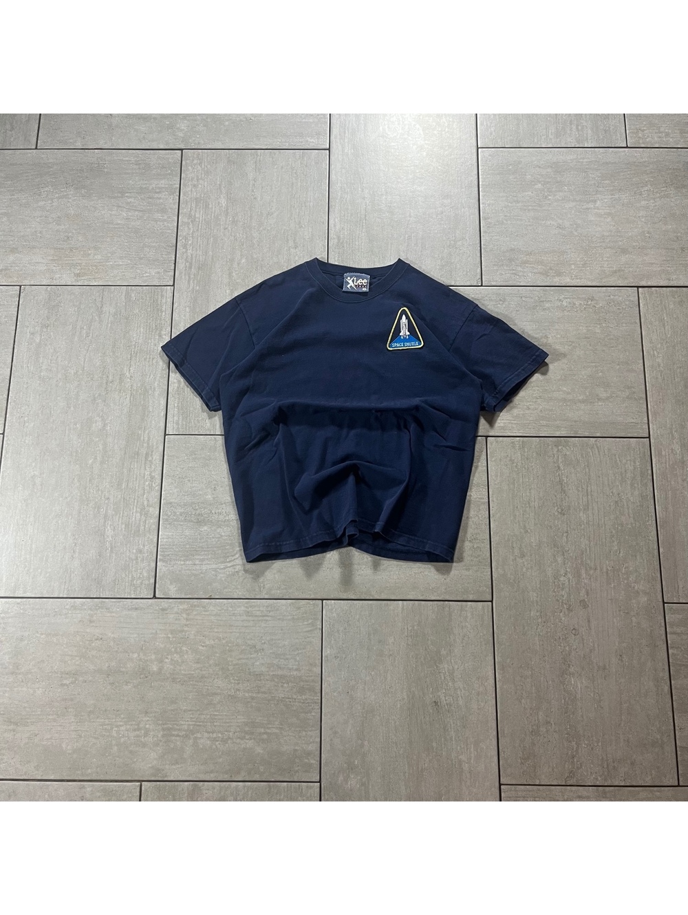 Lee Sport Navy Space Shuttle Patch Graphic Tee Medium